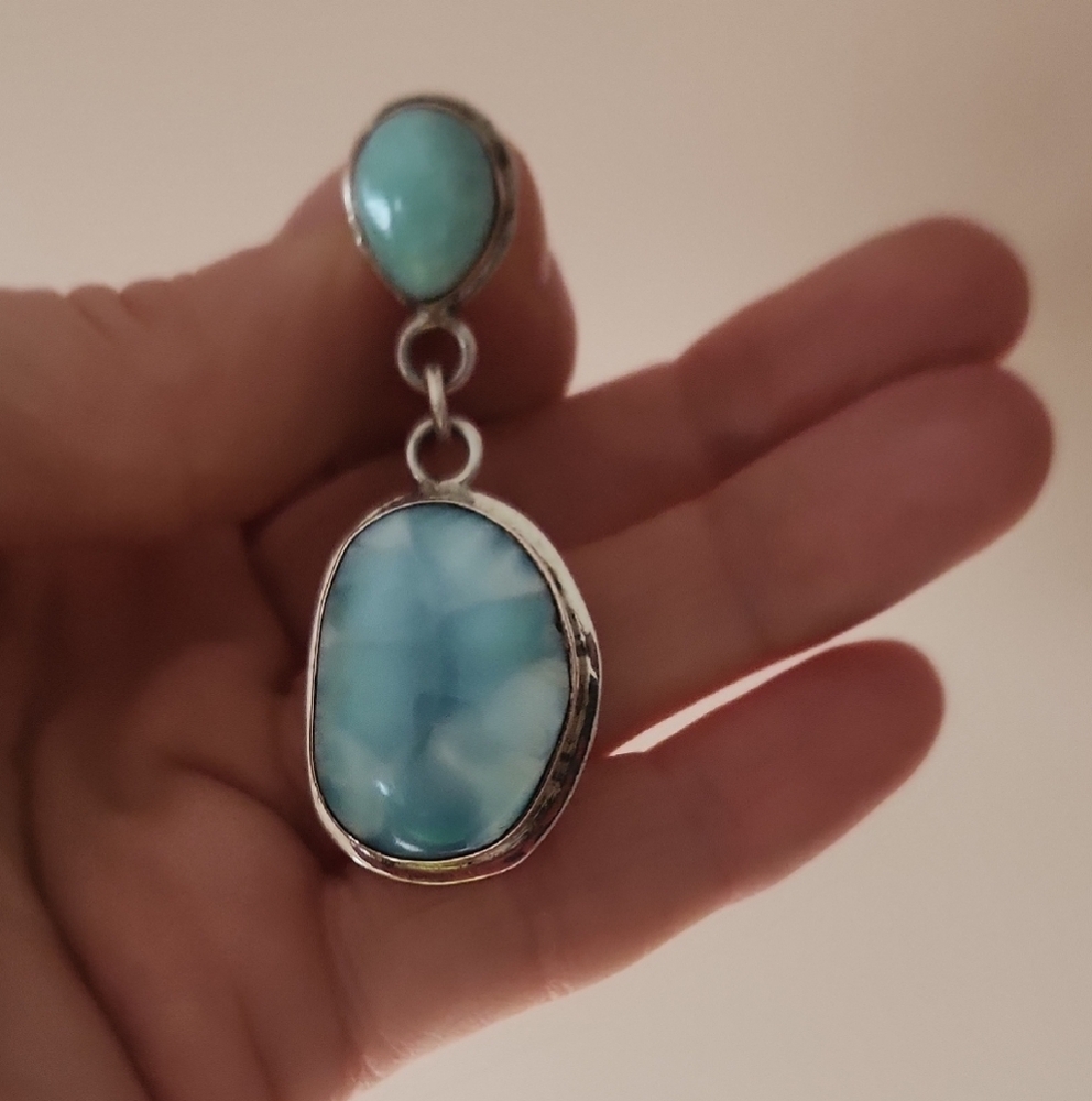 Silver and Blue Stone Dangle Pendant
